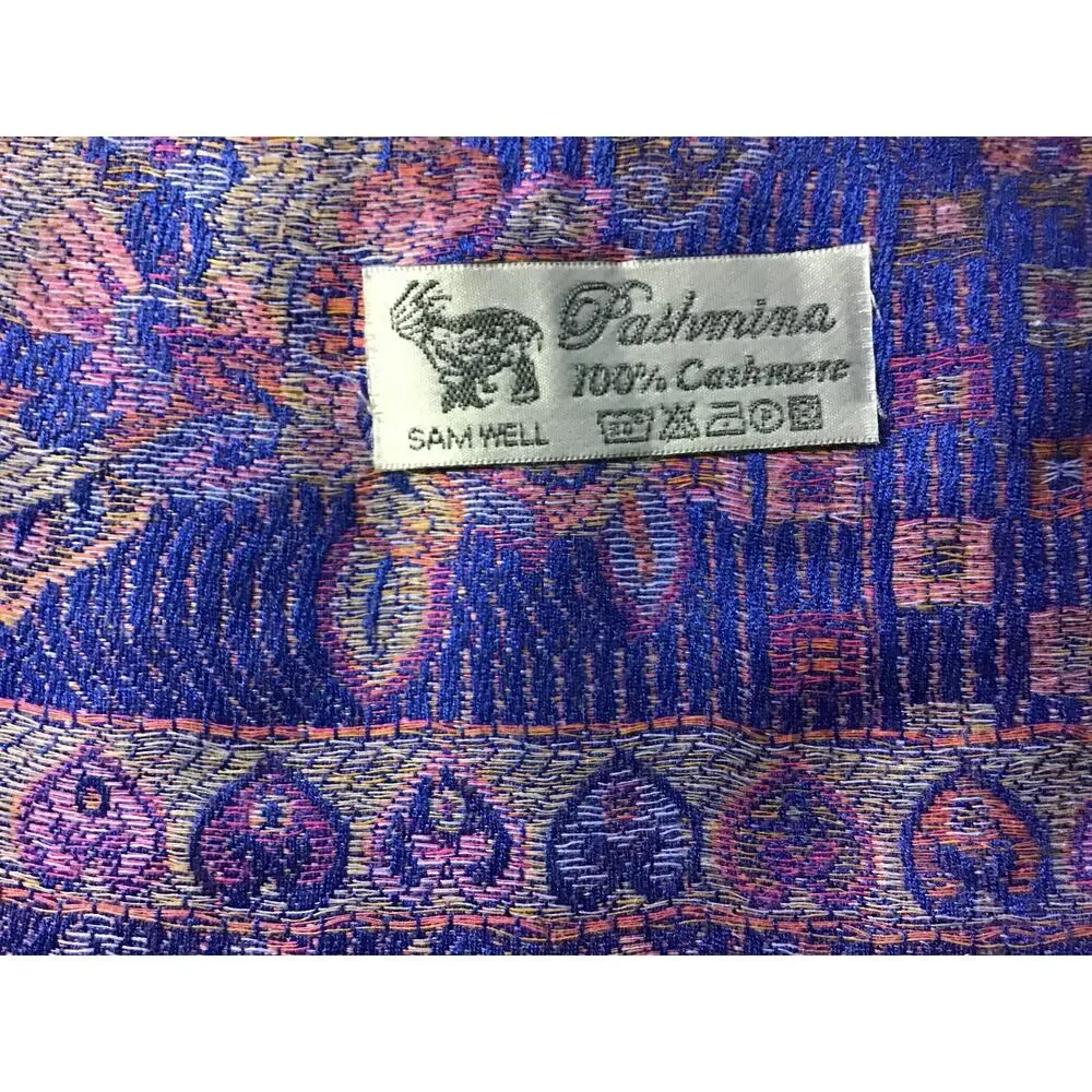Pashmina Women's Purple Paisley Print 100% Cashmere Scarf
